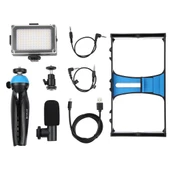 PULUZ 4 in 1 Vlogging Canlı Yayın LED Selfie Işığı Mavi Mikrofonlu Tripodlu Telefon Video Rig Kiti - 9