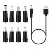 8in1 DC Güç Kablosu USB Çok Fonksiyonlu Değiştirilebilir Fiş Siyah - 1