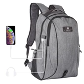 HAWEEL Gri Outdoor Taşınabilir Kanvas Çift Omuzlu Laptop Sırt Çantası 15.6 Inç - 1