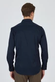 Siyah Yarım İtalyan Yaka Cepsiz Gabardin Uzun Kol Slim Fit Esnek Gömlek 1004250235 thumbnail 5