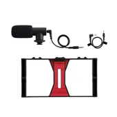 PULUZ 2'si 1 Arada Canlı Yayın Akıllı Telefon Video Rig ve Mikrofon Kiti Kırmızı - 9