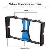 PULUZ 2'si 1 Arada Vlogging Canlı Yayın LED Selfie Işığı ve Video Rig Kiti Mavi - 4
