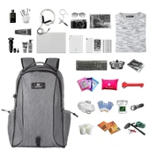 HAWEEL Gri Outdoor Taşınabilir Kanvas Çift Omuzlu Laptop Sırt Çantası 15.6 Inç - 7