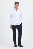Uzun Kol Kareli Desen Armürlü Sert Yaka cepli Pamuklu Classic Comfort Fit Gömlek 1004250186 - 5