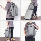 HAWEEL Gri Outdoor Taşınabilir Kanvas Çift Omuzlu Laptop Sırt Çantası 15.6 Inç - 9