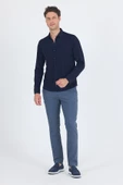 Koyu Lacivert Uzun Kol Düz Örme Polo Yaka Cepsiz Esnek Classic Slim Fit Gömlek 1004250153_200 thumbnail 2