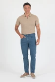 Koyu Mavi Gabardin 5 Cep Düz Paça Casual Slim Fit Pamuklu Denim Pantolon 1023250157 - 3