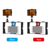 PULUZ 2'si 1 Arada Vlogging Canlı Yayın LED Selfie Işığı ve Video Rig Kiti Mavi - 11