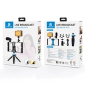 PULUZ 4 in 1 Vlogging Canlı Yayın LED Selfie Işığı Mavi Mikrofonlu Tripodlu Telefon Video Rig Kiti - 10