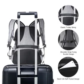 HAWEEL Gri Outdoor Taşınabilir Kanvas Çift Omuzlu Laptop Sırt Çantası 15.6 Inç - 8