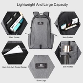 HAWEEL Gri Outdoor Taşınabilir Kanvas Çift Omuzlu Laptop Sırt Çantası 15.6 Inç - 6