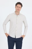 Taş Rengi Smart Düğmeli Yaka Uzun Kol Cepsiz Slim Fit Esnek Gömlek Gömlek 1004250252 - 3