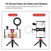 PULUZ 4 in 1 Vlogging Canlı Yayın Akıllı Telefon Video Rig Kiti Kirmizi RGBW 12cm Halka LED Selfie Isigi Mikrofon ve Cep Tripod - 6