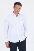 Uzun Kol Kareli Desen Armürlü Sert Yaka cepli Pamuklu Classic Comfort Fit Gömlek 1004250186 - 1