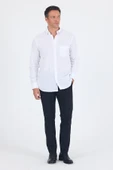 Beyaz Uzun Kol Düz Armür Oval Yaka Casual Comfort Fit Gömlek 1004250249 thumbnail 2