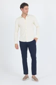 Açık Krem Uzun Kol Düz Örme Polo Yaka Cepsiz Esnek Classic Slim Fit Gömlek 1004250153_650 thumbnail 2