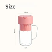 420ml Pembe USB Şarjlı 6 Bıçaklı Pipetli Taşınabilir Meyve Sıkacağı Smoothie Makinesi - 9