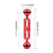 PULUZ 13cm Alüminyum Alaşım Çift Top Kollu Dalış Aparatı Kırmızı 25mm Top Çapı - 2