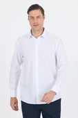 Beyaz Klasik Yaka Uzun Kol Cepsiz Comfort Fit Classic Pamuklu Gömlek Gömlek 1004250287 thumbnail 3
