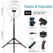 PULUZ 10.2 inç 26cm RGBW LED Halka Işık ve 1.65m Tripod Seti Siyah - 3