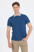 İndigo Mavi Polo Yaka Kısa Kol Cepsiz Slim Fit :%100 Pamuk Tişört 1011250182 thumbnail 1