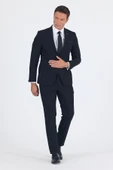 Siyah Düz Gabardin Kılıç Yaka 2 Düğme Pamuklu 6 Drop Slim Fit Basic Takım Elbise 1001250011_001 - 1