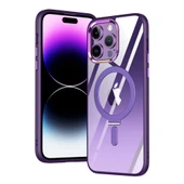 İPhone 13 Pro Uyumlu Mor Magne Standlı Kapak thumbnail 2