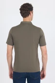 Koyu Haki Kısa Kol Düz Suprem Polo Yaka Cepsiz Esnek Casual Slim Fit Tişört 1011250161_720 thumbnail 5