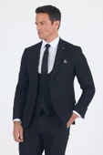 Siyah Düz Bez Ayağı Mono Yaka 2 Düğme 6 Drop Slim Fit Basic Takım Elbise 1001250186_001 - 3