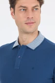 İndigo Mavi Polo Yaka Kısa Kol Cepsiz Slim Fit :%100 Pamuk Tişört 1011250182 thumbnail 4