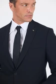 Siyah Düz Gabardin Mono Yaka 2 Düğme 6 Drop Comfort Fit Basic Takım Elbise 1001250010_001 - 4