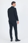 Siyah Kılıç Yaka Tek Düğme Slim Fit Yelekli Ceremony Takım Elbise 1001250200 - 5