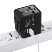 5V 2.1A Çift USB Güç Prizi Şarj Adaptörü Siyah UK EU US AU Fiş - 12
