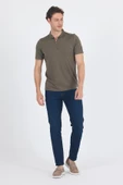 Koyu Haki Kısa Kol Düz Suprem Polo Yaka Cepsiz Esnek Casual Slim Fit Tişört 1011250161_720 thumbnail 2