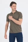 Koyu Haki Kısa Kol Düz Suprem Polo Yaka Cepsiz Esnek Casual Slim Fit Tişört 1011250161_720 thumbnail 3