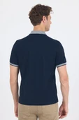 Koyu Lacivert Polo Yaka Kısa Kol Cepsiz Slim Fit :%100 Pamuk Tişört 1011250182 thumbnail 5