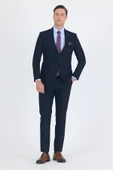 Lacivert Düz Gabardin Kılıç Yaka 2 Düğme Pamuklu 6 Drop Slim Fit Basic Takım Elbise 1001250011_206 thumbnail 1