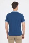İndigo Mavi Polo Yaka Kısa Kol Cepsiz Slim Fit :%100 Pamuk Tişört 1011250182 thumbnail 5
