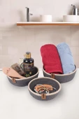 Hasır Sepet 3 Lü Düzenleyici, 3 Lü Sepet Takımı, Jüt Sepet Organizer 3lü Banyo Düzenleyicisi - 1