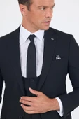 Siyah Düz Bez Ayağı Mono Yaka 2 Düğme 6 Drop Slim Fit Basic Takım Elbise 1001250186_001 - 4