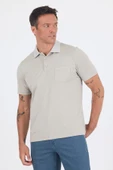 Açık Bej Kısa Kol Polo Yaka Cepli Classic Standart Beden Tişört 1011250173 thumbnail 3