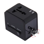 5V 2.1A Çift USB Güç Prizi Şarj Adaptörü Siyah UK EU US AU Fiş - 4
