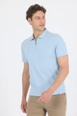 Koyu Mavi Kısa Kol Düz Suprem Polo Yaka Cepsiz Pamuklu Casual Slim Fit Tişört 1011250164_300 - 3