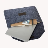 11.6 inç Evrensel Siyah Yumuşak Keçe Laptop Kılıfı MacBook Air 11.6 inç Uyumlu - 1