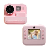 Çocuk Anında Baskı Kamerası 4800W Piksel 2 İnç Ekran Çift Lensli Fotoğraf Makinesi Hafıza Kartı Yok Pembe - 1