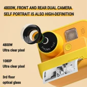 Çocuk Anında Baskı Kamerası 4800W Piksel 2 İnç Ekran Çift Lensli Fotoğraf Makinesi Hafıza Kartı Yok Pembe - 4