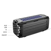 BDL-187 Siyah Güneş Enerjili Kablosuz Bluetooth Hoparlör LED Işıklı Taşınabilir Kamp FM Radyo - 4