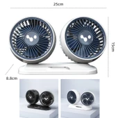 12v 24v Çift Başlıklı Güçlü USB Arayüzlü Araç Vantilatörü Zeytin Siyah - 2