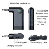 S18 Araç Mini AUX Ses Adaptörü Kablosuz Bluetooth 5.0 Alıcı - 3