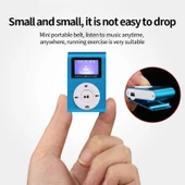 Mini Metal Lavalier MP3 Müzik Çalar Ekranlı Kulaklık ve Kablo Dahil Pembe - 6